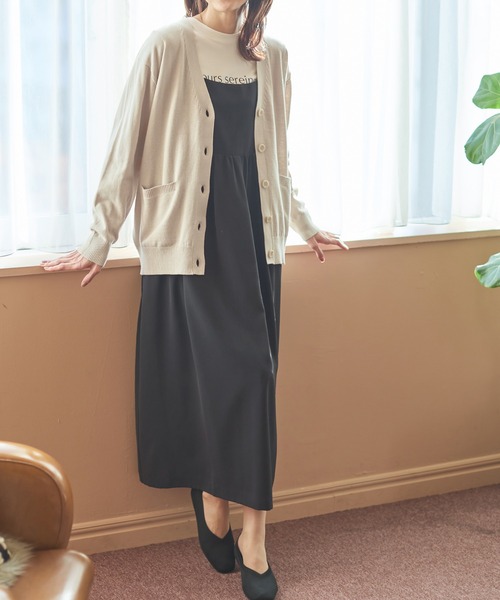 Honeys（ハニーズ）の「花粉対策Ｖネックカーディガン（カーディガン/ボレロ・レディース・ネイビー/ラベンダー/イエロー/ベージュ/ブラック/杢グレー/ブルー/ターコイズブルー・S/M/L/LL/3L）」の15枚目の写真