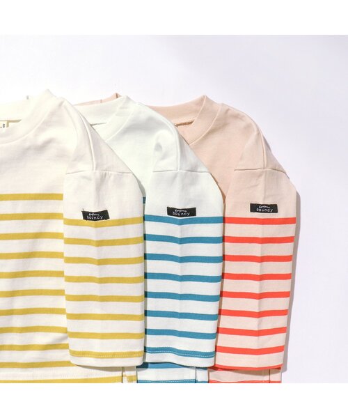 apres les cours（アプレレクール）の「【リンク】パネルボーダーTシャツ（Tシャツ/カットソー・キッズ・ブルー/オレンジ/イエロー・140/130/80/100/110/120/90）」の6枚目の写真