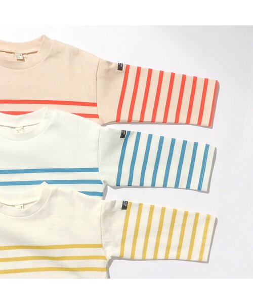 apres les cours（アプレレクール）の「【リンク】パネルボーダーTシャツ（Tシャツ/カットソー・キッズ・ブルー/オレンジ/イエロー・140/130/80/100/110/120/90）」の7枚目の写真