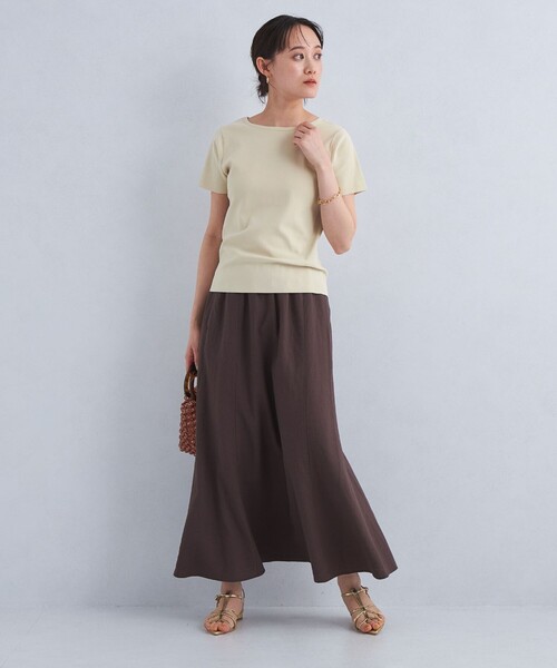 green label relaxing（グリーンレーベルリラクシング）の「TINY タイニー ニット Tシャツ -ウォッシャブル・接触冷感-（ニット/セーター・レディース・ブラック/オリーブ/オフホワイト・FREE）」の7枚目の写真