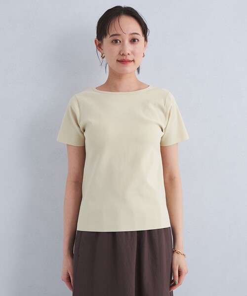 green label relaxing（グリーンレーベルリラクシング）の「TINY タイニー ニット Tシャツ -ウォッシャブル・接触冷感-（ニット/セーター・レディース・ブラック/オリーブ/オフホワイト・FREE）」の12枚目の写真