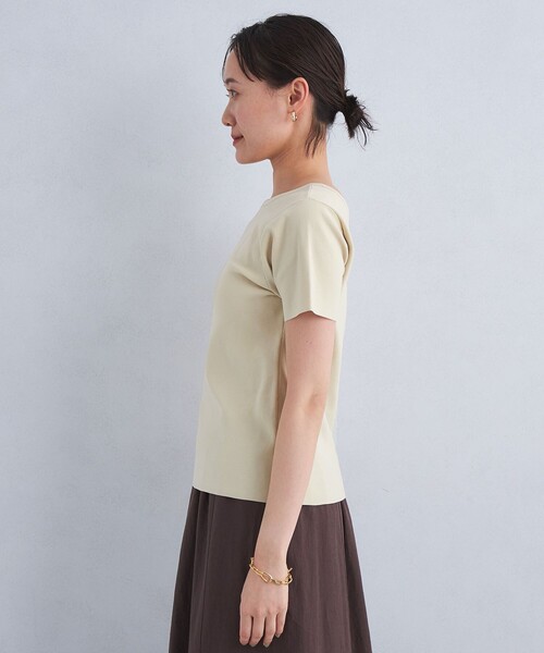 green label relaxing（グリーンレーベルリラクシング）の「TINY タイニー ニット Tシャツ -ウォッシャブル・接触冷感-（ニット/セーター・レディース・ブラック/オリーブ/オフホワイト・FREE）」の13枚目の写真