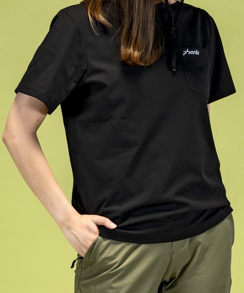 phenix outdoor(フェニックスアウトドア)の「phenix OUTDOOR(フェニックスアウトドア) レディース アウトドアロゴ 半袖Tシャツ (吸水速乾 / 抗菌防臭)(Tシャツ/カットソー・レディース・オフホワイト/グリーン系/ブラック・SMALL/MEDIUM/LARGE)」の7枚目の写真