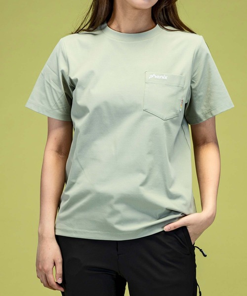 phenix outdoor(フェニックスアウトドア)の「phenix OUTDOOR(フェニックスアウトドア) レディース アウトドアロゴ 半袖Tシャツ (吸水速乾 / 抗菌防臭)(Tシャツ/カットソー・レディース・オフホワイト/グリーン系/ブラック・SMALL/MEDIUM/LARGE)」の9枚目の写真