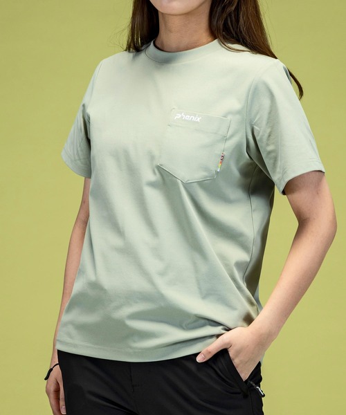 phenix outdoor(フェニックスアウトドア)の「phenix OUTDOOR(フェニックスアウトドア) レディース アウトドアロゴ 半袖Tシャツ (吸水速乾 / 抗菌防臭)(Tシャツ/カットソー・レディース・オフホワイト/グリーン系/ブラック・SMALL/MEDIUM/LARGE)」の10枚目の写真