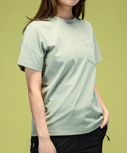 phenix outdoor(フェニックスアウトドア)の「phenix OUTDOOR(フェニックスアウトドア) レディース アウトドアロゴ 半袖Tシャツ (吸水速乾 / 抗菌防臭)(Tシャツ/カットソー・レディース・オフホワイト/グリーン系/ブラック・SMALL/MEDIUM/LARGE)」の11枚目の写真
