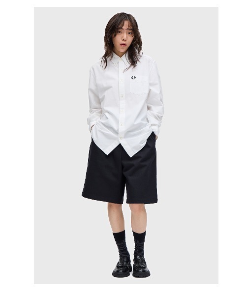 ■FRED PERRY■ Womens Longline Twill Shorts Black AFPF241710 Fred Perry longline twill shorts in black | ASOS