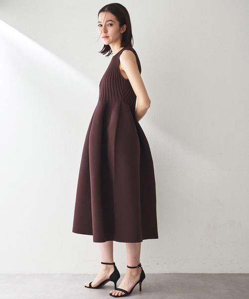 CADUNE カデュネ　タフタコンビニットワンピース　38 中古・古着通販】CADUNE (カデュネ) アンサンブルリブ ニット