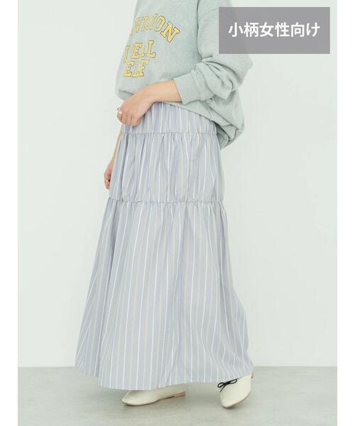 AMERICAN HOLIC(アメリカンホリック)の「【WEB限定・小柄女性向け】ティアードギャザースカート(スカート・レディース・ブラック/ブルー系その他7/ストライプ・XS)」の6枚目の写真