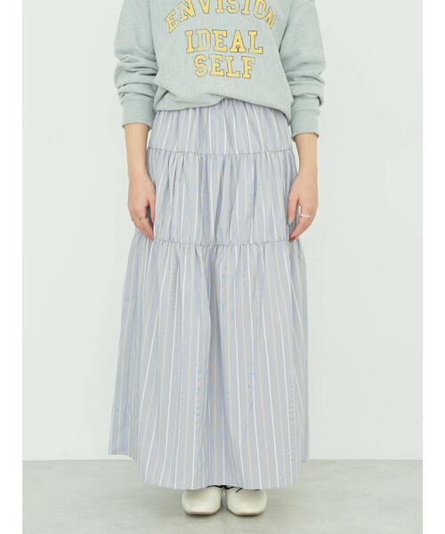 AMERICAN HOLIC(アメリカンホリック)の「【WEB限定・小柄女性向け】ティアードギャザースカート(スカート・レディース・ブラック/ブルー系その他7/ストライプ・XS)」の15枚目の写真