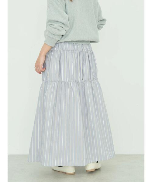 AMERICAN HOLIC(アメリカンホリック)の「【WEB限定・小柄女性向け】ティアードギャザースカート(スカート・レディース・ブラック/ブルー系その他7/ストライプ・XS)」の16枚目の写真