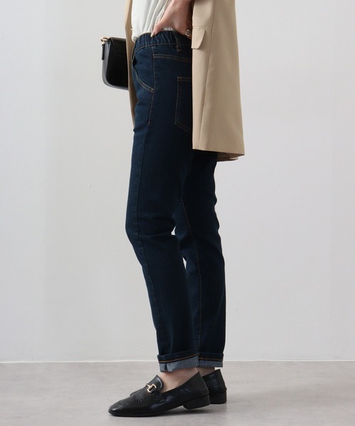 atONE(アットワン)の「atONE 紐付きウエストゴムデニムパンツ(デニムパンツ・レディース・ワンウォッシュ/ネイビー/ブルー/ベージュ/ブラック/カーキ・L/LL/3L/4L/M)」の20枚目の写真