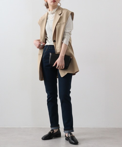 atONE(アットワン)の「atONE 紐付きウエストゴムデニムパンツ(デニムパンツ・レディース・ワンウォッシュ/ネイビー/ブルー/ベージュ/ブラック/カーキ・L/LL/3L/4L/M)」の21枚目の写真