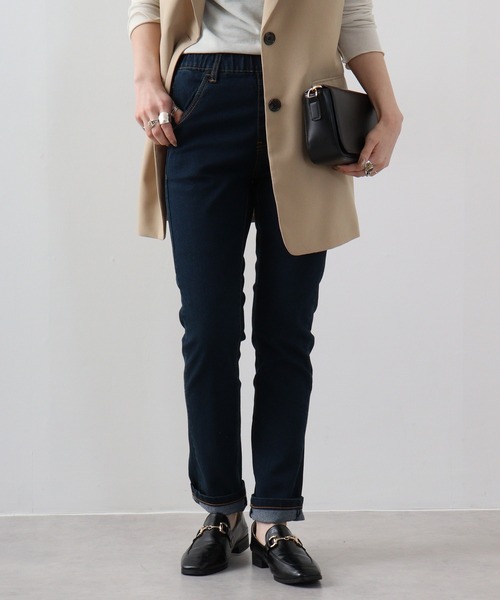 atONE(アットワン)の「atONE 紐付きウエストゴムデニムパンツ(デニムパンツ・レディース・ワンウォッシュ/ネイビー/ブルー/ベージュ/ブラック/カーキ・L/LL/3L/4L/M)」の17枚目の写真