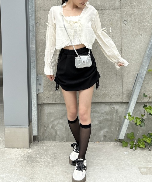 musubore シャーリングリボンスカート musubore シャーリングリボン