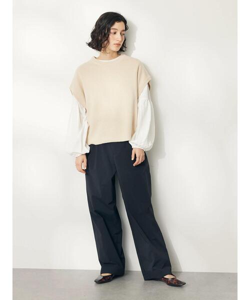CRAFT STANDARD BOUTIQUE(クラフトスタンダードブティック)の「袖切り替えデザインプルオーバー(Tシャツ/カットソー・レディース・イエロー/オフホワイト/ブラック・FREE)」の9枚目の写真