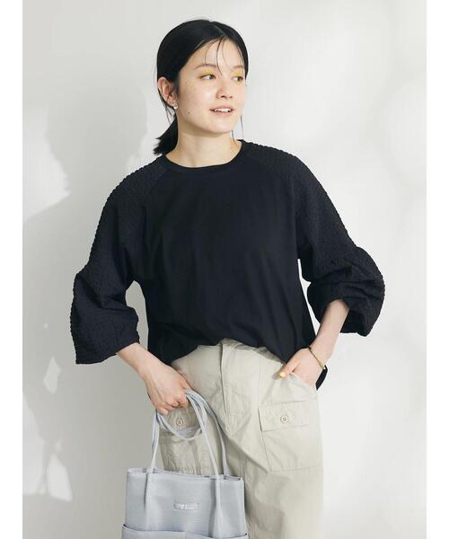 CRAFT STANDARD BOUTIQUE(クラフトスタンダードブティック)の「袖切り替えデザインプルオーバー(Tシャツ/カットソー・レディース・イエロー/オフホワイト/ブラック・FREE)」の18枚目の写真