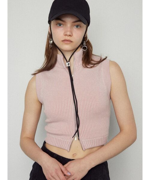 EMODA（エモダ）の「プレーティングリブタンクトップ（ニット/セーター・レディース・ブラック/グレー/ピンク/ブルー・FREE）」の4枚目の写真