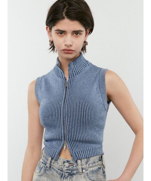 EMODA（エモダ）の「プレーティングリブタンクトップ（ニット/セーター・レディース・ブラック/グレー/ピンク/ブルー・FREE）」の3枚目の写真