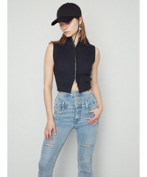 EMODA（エモダ）の「プレーティングリブタンクトップ（ニット/セーター・レディース・ブラック/グレー/ピンク/ブルー・FREE）」の9枚目の写真