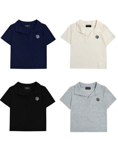 muahmuah(ムーアムーア)の「A'GEM/9 × .kom 『muah muah/ムーアムーア』 LOGO POINT COLLAR T-SHIRT/ロゴポイント カラーTシャツ(Tシャツ/カットソー・レディース・グレー/ネイビー/アイボリー/ブラック・FREE)」の19枚目の写真