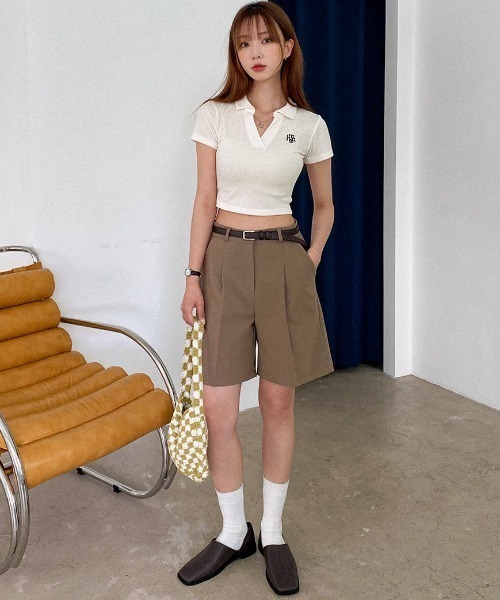 muahmuah(ムーアムーア)の「A'GEM/9 × .kom 『muah muah/ムーアムーア』 LOGO POINT COLLAR T-SHIRT/ロゴポイント カラーTシャツ(Tシャツ/カットソー・レディース・グレー/ネイビー/アイボリー/ブラック・FREE)」の8枚目の写真