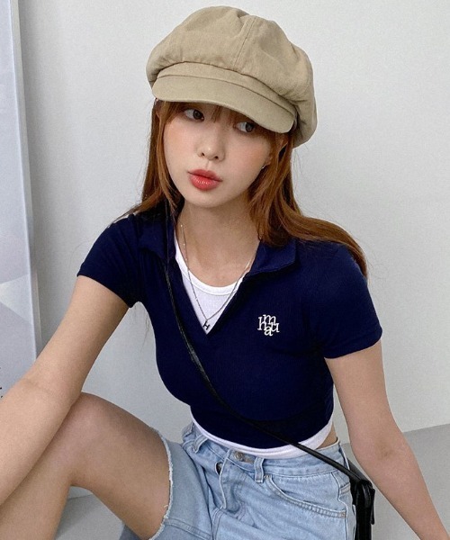 muahmuah(ムーアムーア)の「A'GEM/9 × .kom 『muah muah/ムーアムーア』 LOGO POINT COLLAR T-SHIRT/ロゴポイント カラーTシャツ(Tシャツ/カットソー・レディース・グレー/ネイビー/アイボリー/ブラック・FREE)」の17枚目の写真