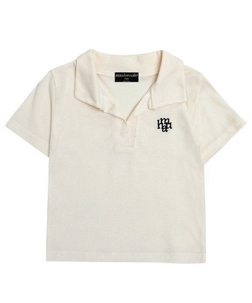 muahmuah(ムーアムーア)の「A'GEM/9 × .kom 『muah muah/ムーアムーア』 LOGO POINT COLLAR T-SHIRT/ロゴポイント カラーTシャツ(Tシャツ/カットソー・レディース・グレー/ネイビー/アイボリー/ブラック・FREE)」の20枚目の写真