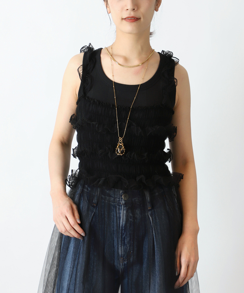 VERMEIL par iena(ヴェルメイユパーイエナ)の「【ESTHE/エステ】Tule Ruffele サンドレス(ワンピース・レディース・ブラック・FREE)」の15枚目の写真