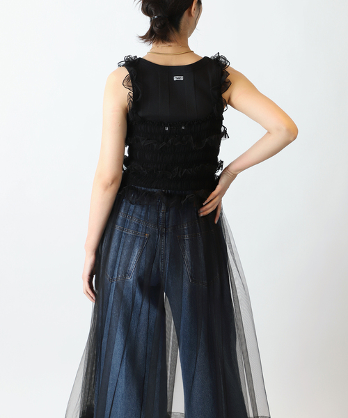 VERMEIL par iena(ヴェルメイユパーイエナ)の「【ESTHE/エステ】Tule Ruffele サンドレス(ワンピース・レディース・ブラック・FREE)」の17枚目の写真