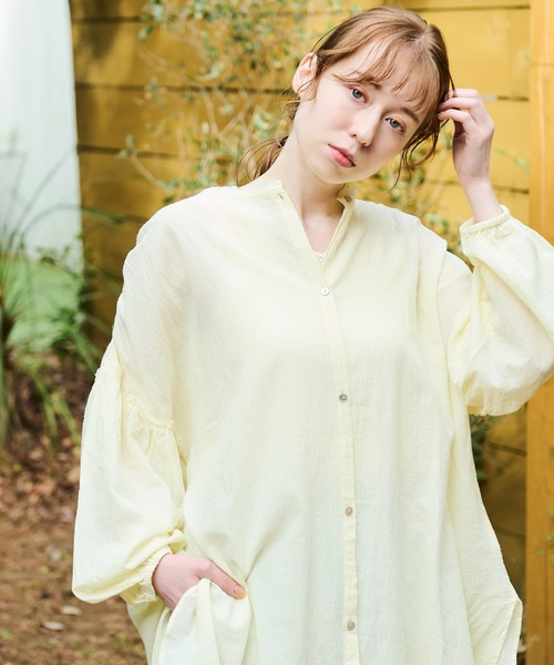 Crisp(クリスプ)の「フリンジギャザーチュニック(シャツ/ブラウス・レディース・イエロー/ピンク/アイボリー・FREE)」の3枚目の写真