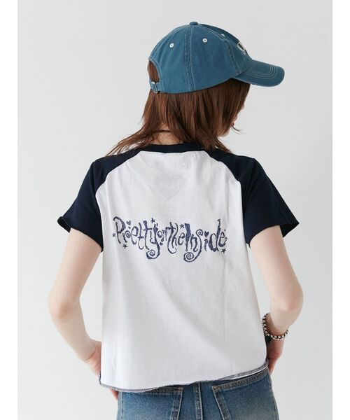 jouetie（ジュエティ）の「HOLEラグランフィットTシャツ【コラボ】（Tシャツ/カットソー・レディース・オフホワイト/ブラック・MEDIUM）」の14枚目の写真