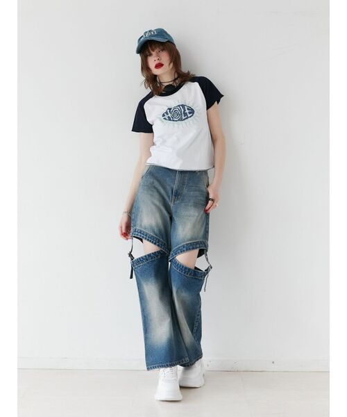 jouetie（ジュエティ）の「HOLEラグランフィットTシャツ【コラボ】（Tシャツ/カットソー・レディース・オフホワイト/ブラック・MEDIUM）」の15枚目の写真