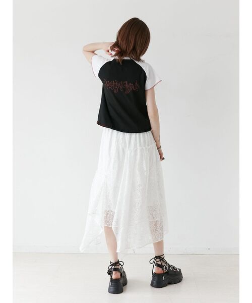 jouetie（ジュエティ）の「HOLEラグランフィットTシャツ【コラボ】（Tシャツ/カットソー・レディース・オフホワイト/ブラック・MEDIUM）」の9枚目の写真