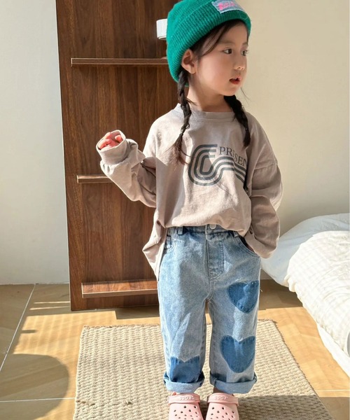 Bambin(ボンバン)の「【 Bambin / ボンバン 】 ハート デニム(デニムパンツ・キッズ・ブルー/ブラック・130/120/110/100)」の5枚目の写真