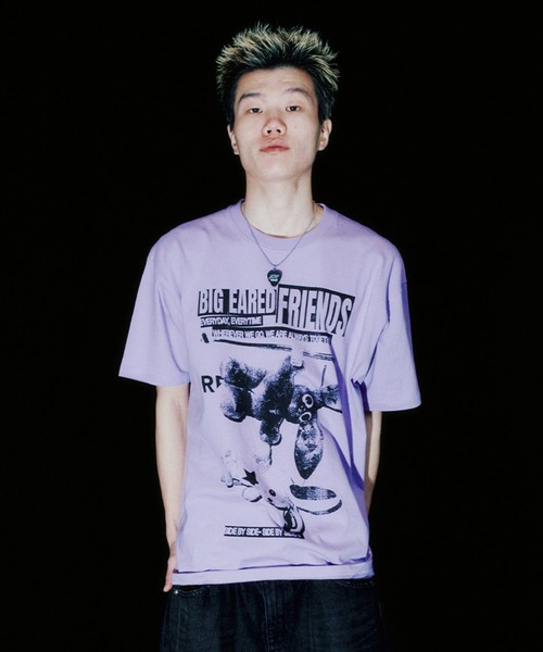ISTKUNST(イストクンスト)の「A'GEM/9 × .kom 『ISTKUNST/イストクンスト』 BIG EARED FRIENDS TEE/ビッグイヤード フレンズTシャツ(Tシャツ/カットソー・メンズ・ホワイト/ライトパープル・M/L)」の2枚目の写真