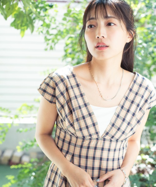 Petitjo（プッチージョ）の「小さいサイズ　チェック柄ワンピース低身長さん・小柄女性（ワンピース・レディース・ブルー/ブラウン・PSS/PS/PM/PL）」の13枚目の写真