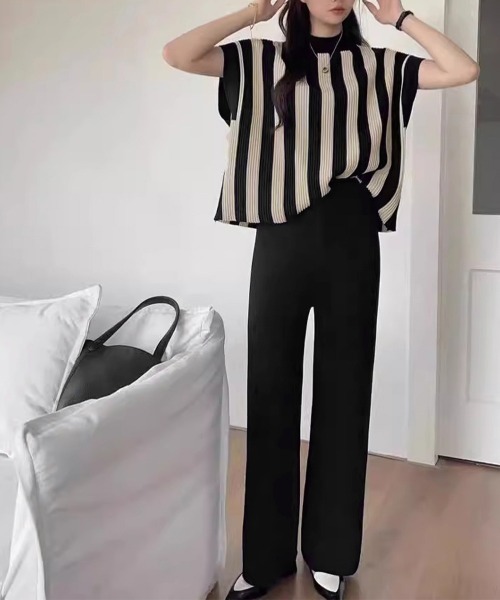 セール】サマーニットセットアップ 韓国 春夏秋服（セットアップ
