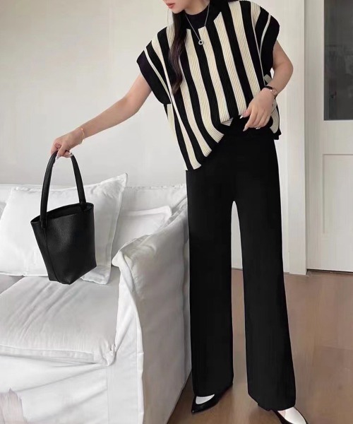 Miniministore（ミニミニストア）の「サマーニットセットアップ 韓国 春夏秋服（セットアップ・レディース・ダークベージュ/ミント/ブルー/ブラック/グレイッシュベージュ/アイボリー・FREE）」の19枚目の写真