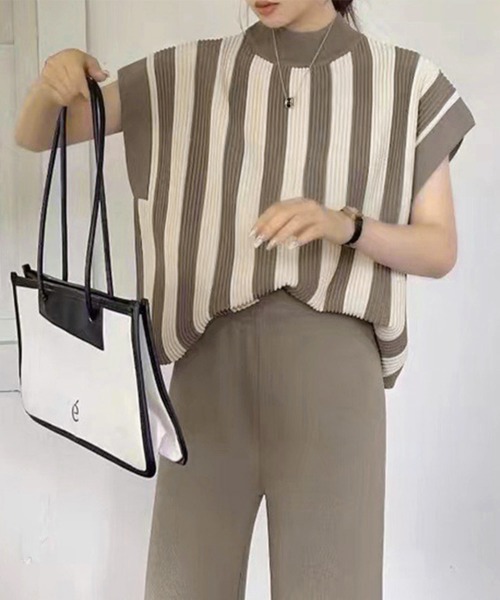 Miniministore（ミニミニストア）の「サマーニットセットアップ 韓国 春夏秋服（セットアップ・レディース・ダークベージュ/ミント/ブルー/ブラック/グレイッシュベージュ/アイボリー・FREE）」の18枚目の写真