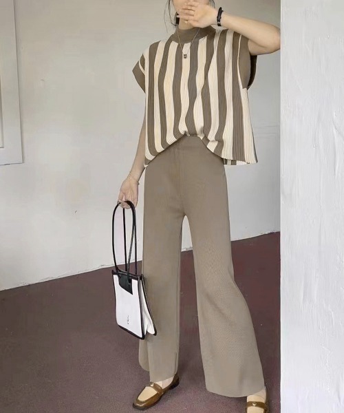 Miniministore（ミニミニストア）の「サマーニットセットアップ 韓国 春夏秋服（セットアップ・レディース・ダークベージュ/ミント/ブルー/ブラック/グレイッシュベージュ/アイボリー・FREE）」の17枚目の写真