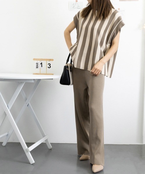 Miniministore（ミニミニストア）の「サマーニットセットアップ 韓国 春夏秋服（セットアップ・レディース・ダークベージュ/ミント/ブルー/ブラック/グレイッシュベージュ/アイボリー・FREE）」の12枚目の写真