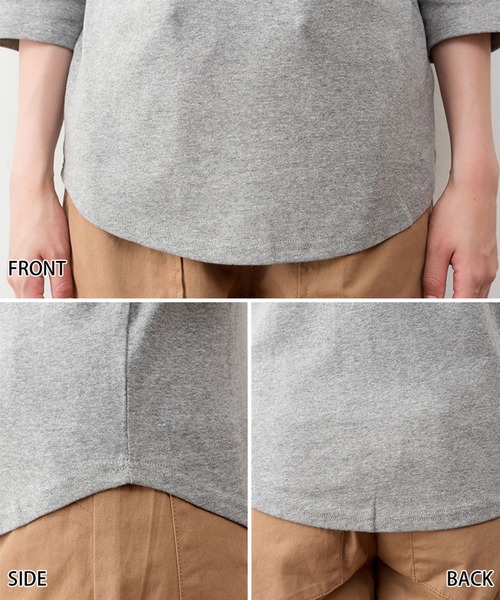 LARU(ラルー)の「7分丈 ボートネック トップス(Tシャツ/カットソー・レディース・杢グレー/オフホワイト/ブラック・L/M)」の8枚目の写真