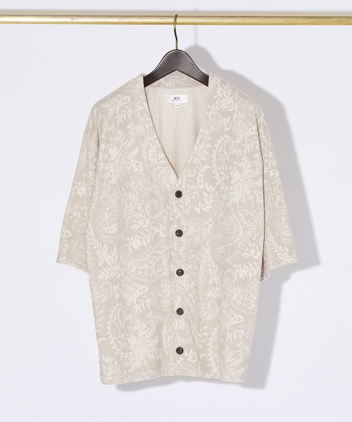 AH ABAHOUSE（エーエイチアバハウス）の「【AH ABAHOUSE】パイル ジャガード オーバーサイズ カーディガン（カーディガン/ボレロ・メンズ・ブラック/グレイッシュベージュ・48/46）」の3枚目の写真