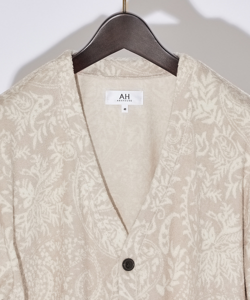 AH ABAHOUSE（エーエイチアバハウス）の「【AH ABAHOUSE】パイル ジャガード オーバーサイズ カーディガン（カーディガン/ボレロ・メンズ・ブラック/グレイッシュベージュ・48/46）」の5枚目の写真
