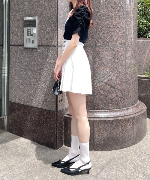NOMAE（ノーマエ）の「サイドプリーツミニスカパン（スカート・レディース・グレー/アイボリー/ブラック・FREE）」の11枚目の写真