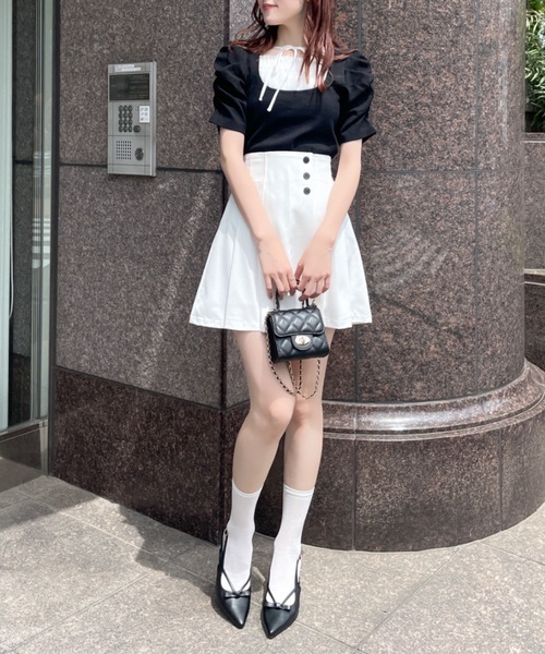 NOMAE（ノーマエ）の「サイドプリーツミニスカパン（スカート・レディース・グレー/アイボリー/ブラック・FREE）」の8枚目の写真