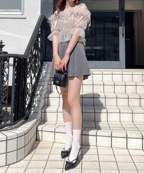 NOMAE（ノーマエ）の「サイドプリーツミニスカパン（スカート・レディース・グレー/アイボリー/ブラック・FREE）」の19枚目の写真