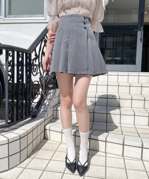 NOMAE（ノーマエ）の「サイドプリーツミニスカパン（スカート・レディース・グレー/アイボリー/ブラック・FREE）」の15枚目の写真