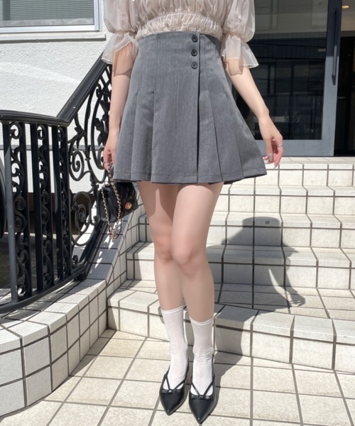 NOMAE（ノーマエ）の「サイドプリーツミニスカパン（スカート・レディース・グレー/アイボリー/ブラック・FREE）」の16枚目の写真